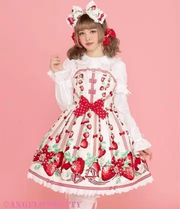 Angelic Pretty 따온 딸기 원피스 화이트