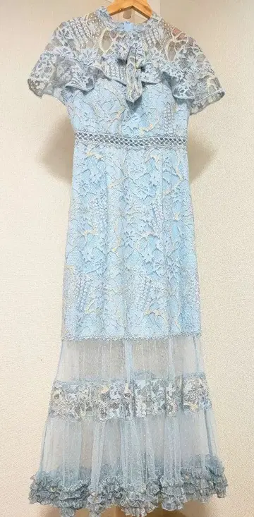 ERUKEI SETTAN 전체 레이스 클래시컬 드레스 스카이블루