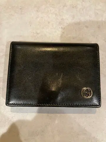 블랙 가죽 명함지갑 카드 포켓 부착