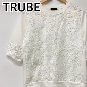 TRUBE 상의 반팔 레이스 화이트 여성용 [ CT1914 ]