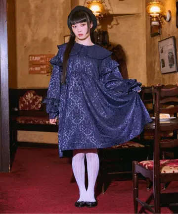 [ 틸과 레트로 ] 프릴 옷깃 자카드 미니 원피스