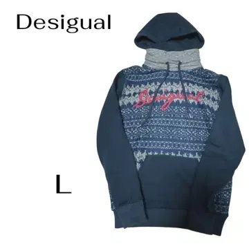 [ Desigual ] 니트 도킹 맨투맨 하이넥 후드티 L 사이즈
