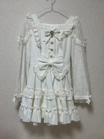 LIZLISA 티아라 리본 티어드 원피스 화이트