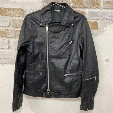 양가죽 monkey time 블랙 가죽 더블 라이더 자켓 S