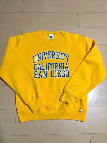 RUSSELL 90s 자수 택 3단 칼리지 맨투맨 속기모 앞V