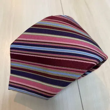 폴스미스 스트라이프 패턴 넥타이 버건디