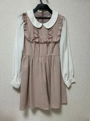 Ank Rouge 요크 스핀들 하운드투스 체크 패턴 원피스