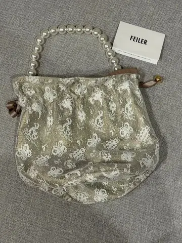 FEILER 레이스 패턴 복조리 백 베이지