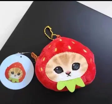 모프 샌드 얼굴 파우치 키링 갓 딴 고양이 딸기