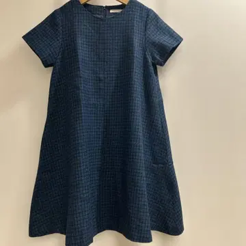 캐비지스 앤 로지스 울 체크 원피스 블루 계열
