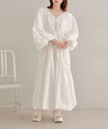 미사용 새상품 화이트 셔츠 원피스 긴팔 티어드