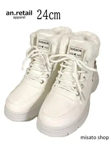 여성용 겨울용 스노우 부츠 미끄럼 방지 어그 부츠 화이트 24.0 cm