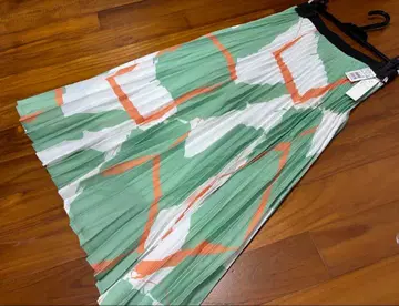 야마다야 FENNEL 플리츠 스커트 9호 그린과 오렌지