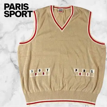 paris sport 레트로 로고 베스트 L 면 100% 일본제