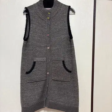 알베로베로 그레이 니트 베스트 플리스 카라 부착