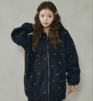 다리치 DD 로고 비쥬 지퍼 후드티 BLK