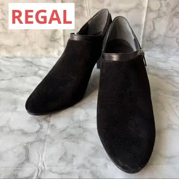 컨디션 최상 REGAL 블랙 스웨이드 사이드 지퍼 부티 24.5cm