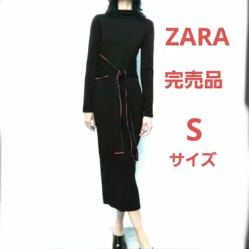 완판템 고품질 자라 ZARA 리브 롱 원피스 맥시 길이 리본 블랙 S