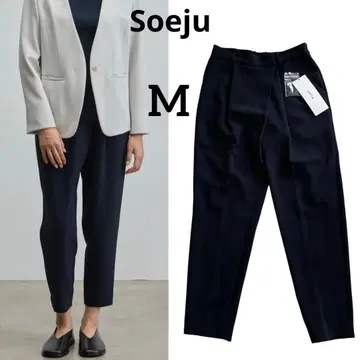 [ 새상품 ] Soeju 랩 디자인 턱 팬츠 네이비 M