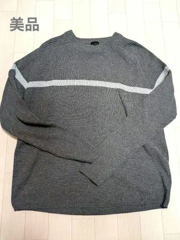 그레이 스트라이프 니트 스웨터 긴팔