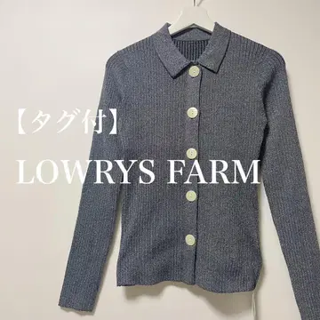택 포함 LOWRYS FARM 로리즈팜 카라 라메입 가디건