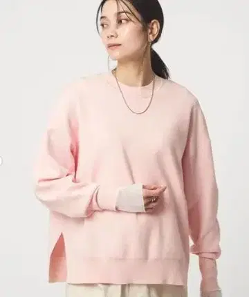 [고품질] 유나이티드 애로우즈 얇은 소재 맨투맨 핑크 코튼