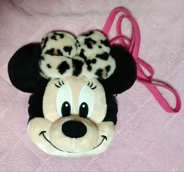 미니 마우스 페이스 숄더백 레오파드 무늬 리본
