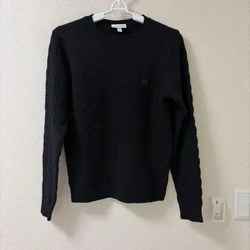 LACOSTE 블랙 케이블 니트 스웨터 M