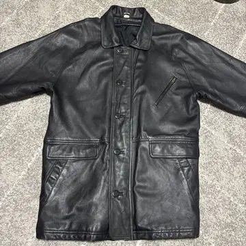 블랙 가죽 자켓 버튼식 3 포켓