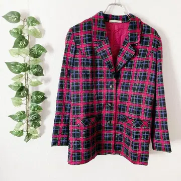 테일러드 자켓 타탄 체크 멀티 컬러 레트로 빈티지 구제 의류