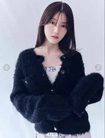 미사용 새상품 FRAY I.D 모헤어 샤기 니트 가디건 블랙