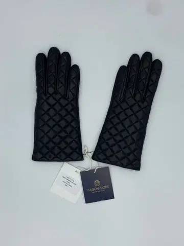 블랙 레더 퀼팅 장갑 프랑스제 메종 파브르