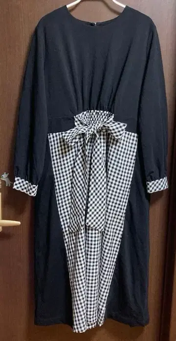 앤드러브 귀여운 체크 무늬 롱 원피스 3L