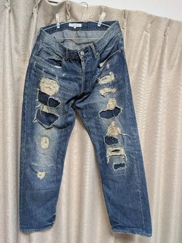 INHERIT 데미지 가공 스트레이트 데님 L 사이즈