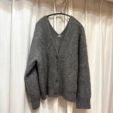 새상품급 DRESSLAVE 폭스 캐시미어 니트 가디건 그레이