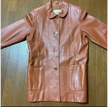 브라운 가죽 롱 자켓