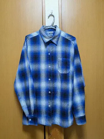 caltop 옴브레 체크 셔츠 로얄 블루 화이트
