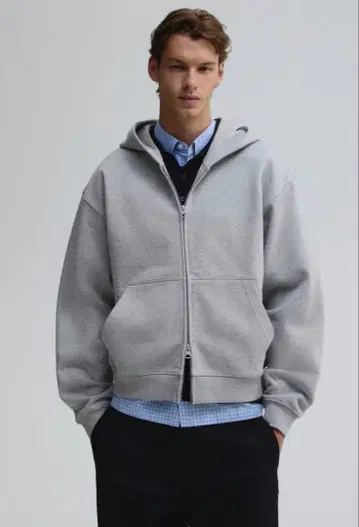 H&M 루즈핏 박시 스타일 풀 집업 후디드 자켓