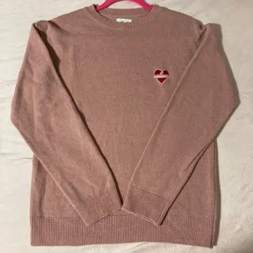로맨틱 크라운 핑크 하트 자수 니트 스웨터 긴팔