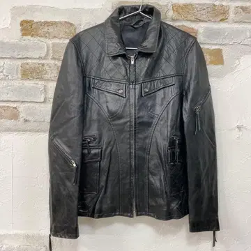 레어 새상품급 양가죽 블랙 퀼팅 가공 싱글 라이더 L