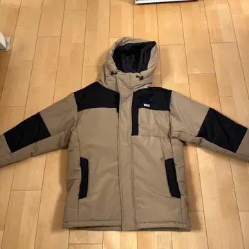 MARVEL 후드 부착 다운 자켓 베이지 블랙