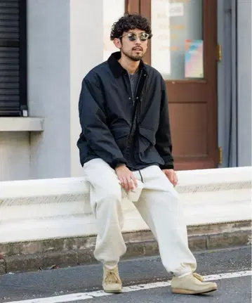 정가 16995엔 옷깃 코듀로이 절개 코튼 나일론 블루종