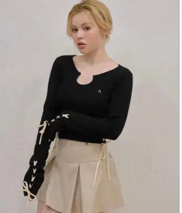 AND MARY Millie 리본 니트 탑 프리 사이즈