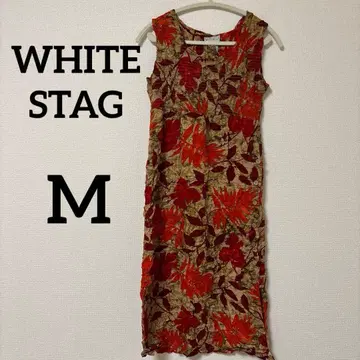 새상품급 WHITE STAG [ M ] 꽃무늬 슬리브리스 원피스