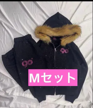 9090 girl 90 로고 글리터 셋업 블랙 M