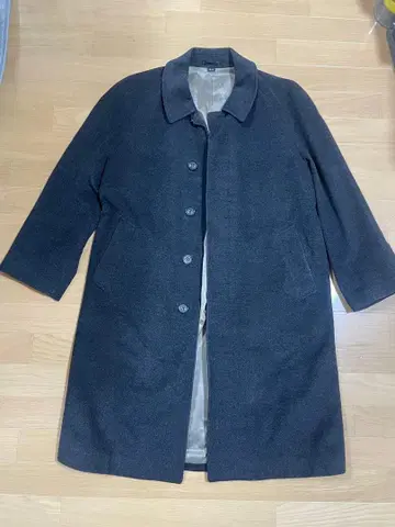 캐시미어 100% 금 안감 체스터 코트 차콜 그레이 L