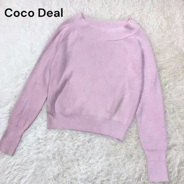 코코딜 숏 기장 니트 스웨터 핑크 M 긴팔 보트넥