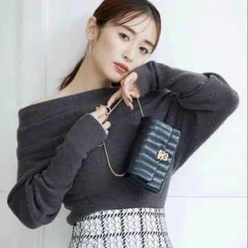 snidel 루즈 오프숄더 니트 풀오버 23AW 그레이