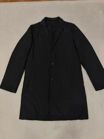 질샌더 블랙 체스터 코트 나일론 솜