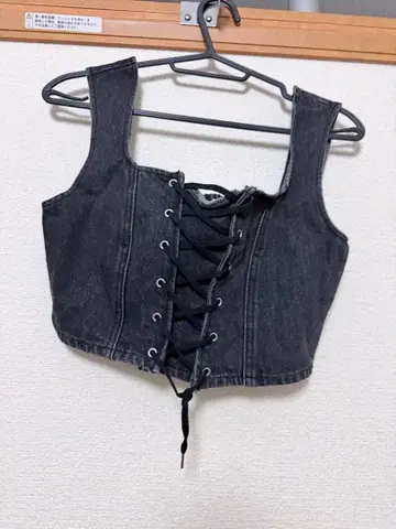 다크 그레이 레이스업 뷔스티에 F